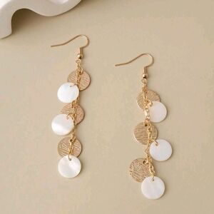Elegant Gold and White Dangle Earrings